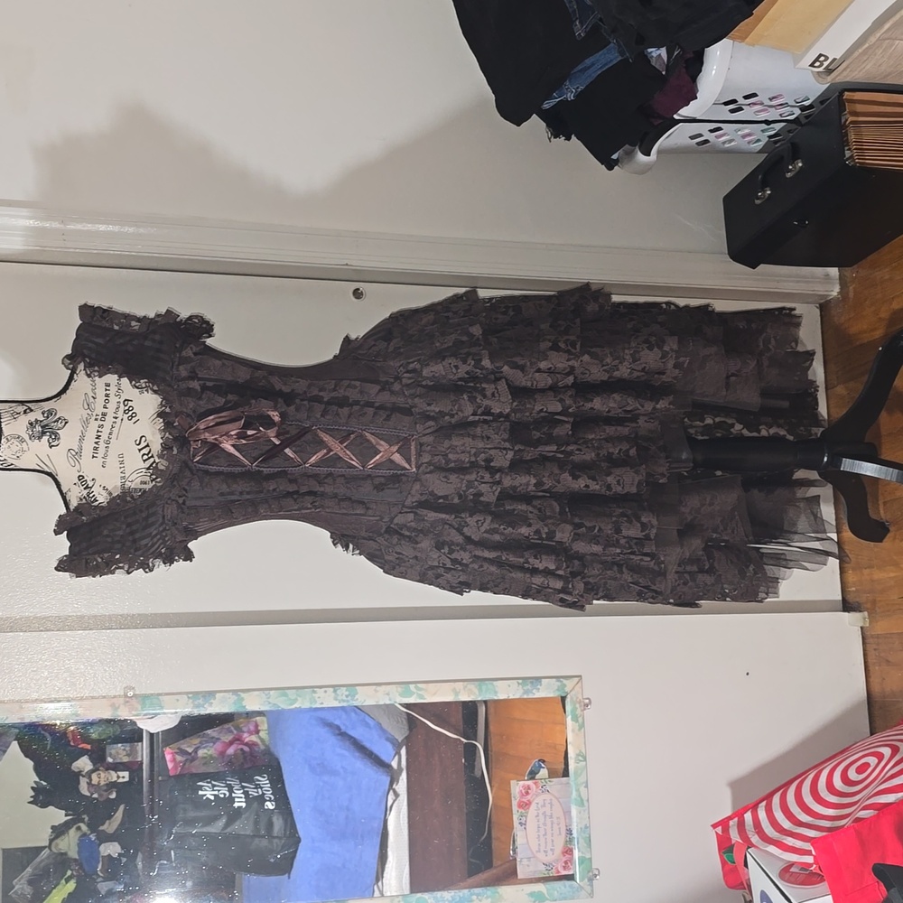 Burleska Ophalie Brown Lace Corset Dress